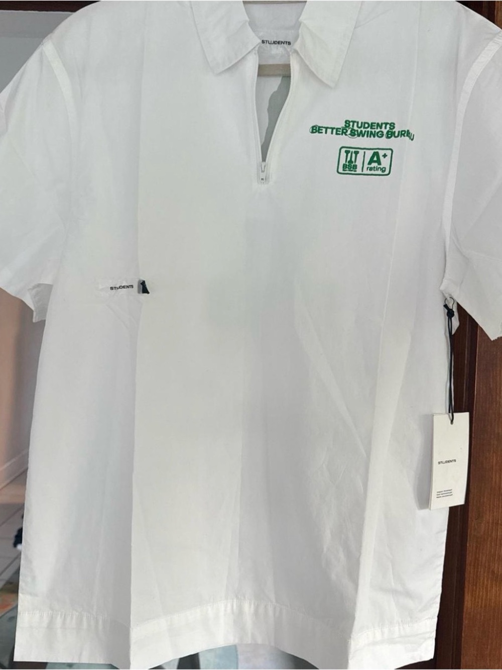 STUDENTS White Short-Sleeve Zip Polo Shirt